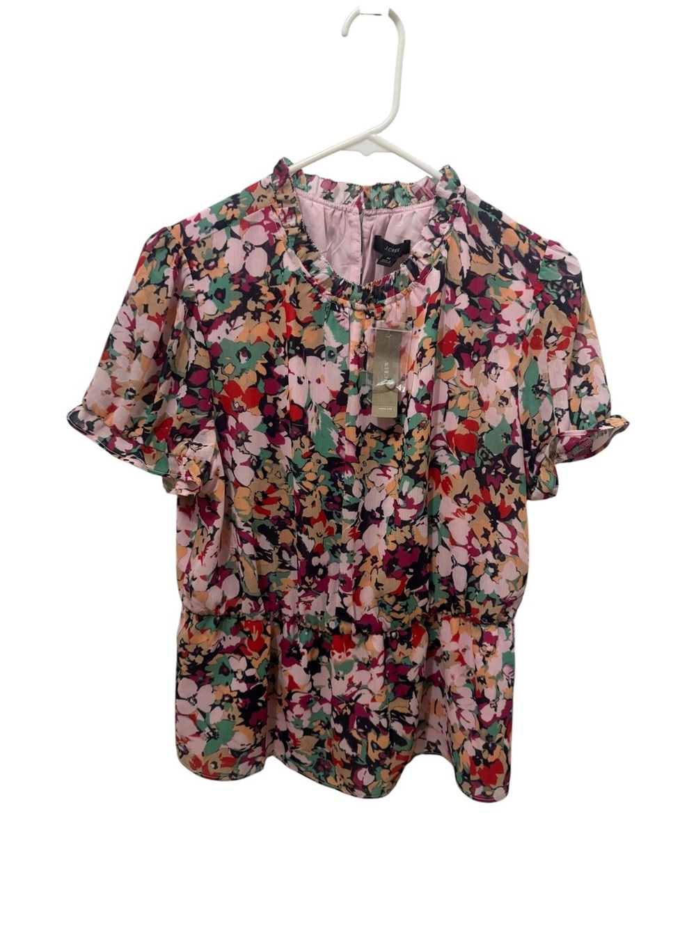 J. Crew Floral chiffon peplum Ruffle Top Size Medium.